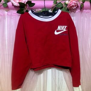 Nike Red and White Sweatshirt with Navy Trim